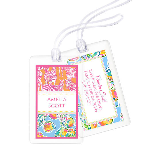 Zebra and Peaches Luggage Tags